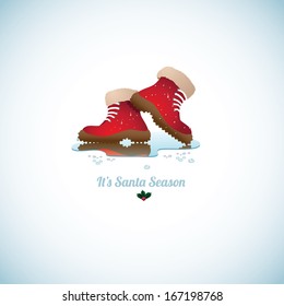 Wet Red Boots. EPS 10 vector, grouped for easy editing. No open shapes or paths.