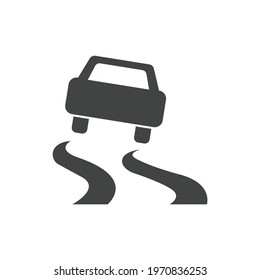 Wet Road Icon Black And White Vector Graphic
