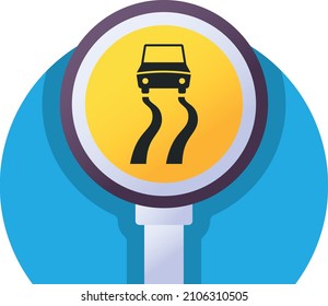 Wet and Snowy Path Vector Color Icon Design, Modern traffic guide warning sign, Regulatory and recognisable symbol, Mandatory Road signage stock illustration, Slippery Road when Wet concept,  