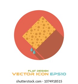 diseño plano redondo de esponja húmeda vectores de icono de sombra larga