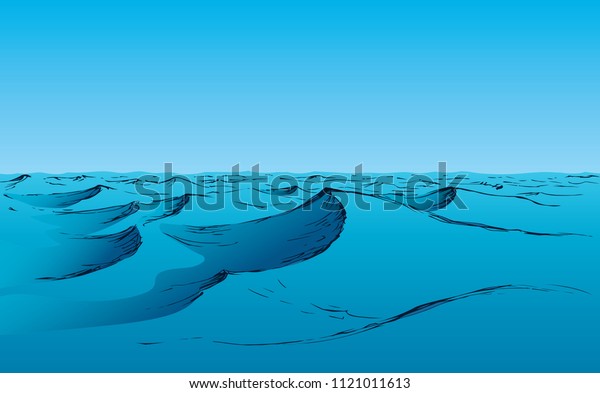 Wet Spume Curly Motion Horizon Scene Stock Vector (Royalty Free) 1121011613