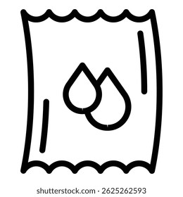 Ícone de tecido úmido. Contornar o ícone do vetor de tecido úmido para web design isolado no fundo branco