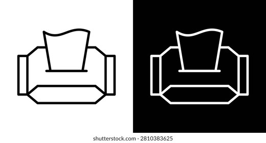 wet tissue wipes icon outline collection in black..