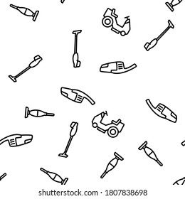 Wet Vacuum Cleaner Vector Seamless Pattern Thin Line Illustration