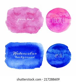 Wet Watercolor Backgrounds. Hand Painted. Vector isolated illustration.