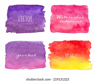 Wet Watercolor Ombre Backgrounds. Hand Painted. Vector isolated illustration.
