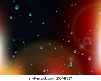 Wet window with the background of the autumn night city. plus EPS10 vector file