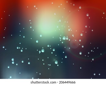 Wet window with the background of the autumn night city. plus EPS10 vector file