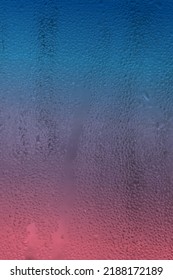 Wet window glass. Vector background image with drops. View from home on a rainy evening.