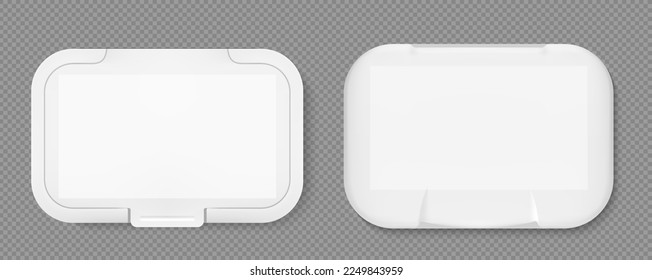 Wet wipe covers for wet wipes packaging set. Realistic front view. Vector template for your design