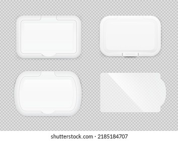 Wet wipe flaps mockup. Front view. Vector illustration on transparent background. EPS10.	