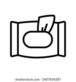 Icono vectorial del contorno de borrado húmedo. Icono de borrado de bebé, ilustración de elemento simple vector plano del concepto de higiene aislado en fondo blanco.