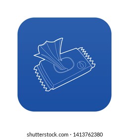 Wet wipe pack icon blue vector isolated on white background