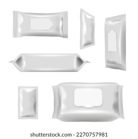 Wet wipes. Cleaning and hygiene items paper fresh tissues decent vector collection set