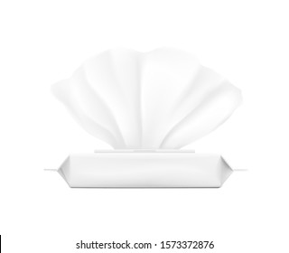 Wet wipes flow pack isolated on white background. Template for your design. Vector illustration. EPS10.	