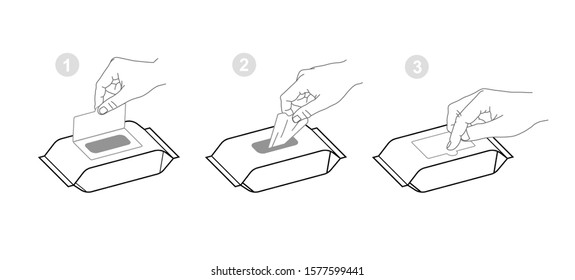 Wet wipes flow pack isolated on white background. Template for your design. Vector illustration	