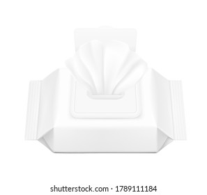 Wet wipes flow pack isolated on white background. Template for your design. Vector illustration. EPS10.	