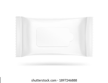 Wet wipes flow pack mockup isolated on white background. Template for your design. Realistic vector illustration. EPS10.