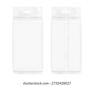 Wet wipes flow package mockup. Vector illustration isolated on white background. Can be use for your design, promo, adv and etc. EPS10.