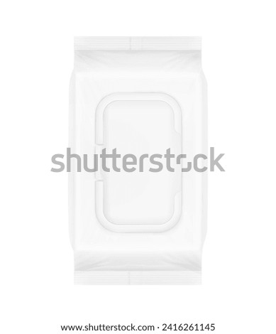 Wet wipes flow package mockup. Flat lay view. Realistic vector illustration isolated on white background. Easy to use for presentation your product, idea, design. EPS10.