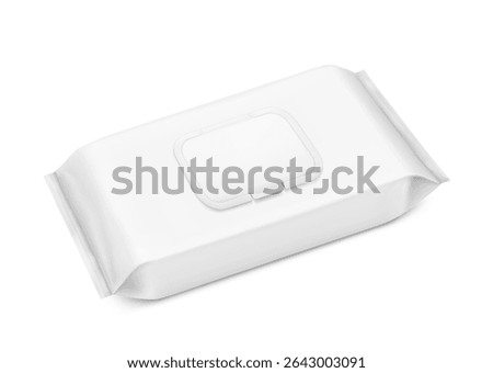 Wet wipes flow package mockup. Flat lay view. Realistic vector illustration isolated on white background. Easy to use for presentation your product, idea, design. EPS10.