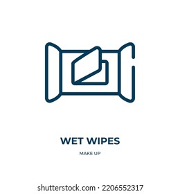 Wet wipes icon. Linear vector illustration from make up collection. Outline wet wipes icon vector. Thin line symbol for use on web and mobile apps, logo, print media.