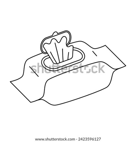 Wet wipes icon. Opened wet wipes with a plastic valve. Hygienic tissue napkin for make-up removal. Baby wipes. Line vector icon