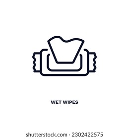 wet wipes icon. Thin line wet wipes icon from beauty and elegance collection. Outline vector isolated on white background. Editable wet wipes symbol can be used web and mobile