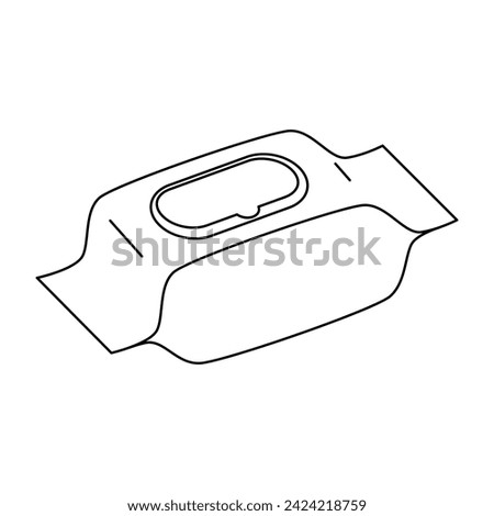 Wet wipes icon. Unopened package wet wipes with a plastic valve. Hygienic tissue napkin for make-up removal. Baby wipes. Line vector icon