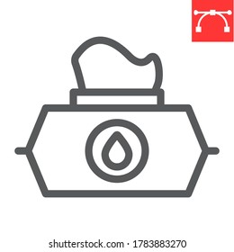 Wet wipes line icon, hygiene and disinfection, wet tissue pack sign vector graphics, editable stroke linear icon, eps 10
