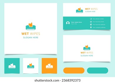 Wet wipes logo design with editable slogan. Branding book and business card template.