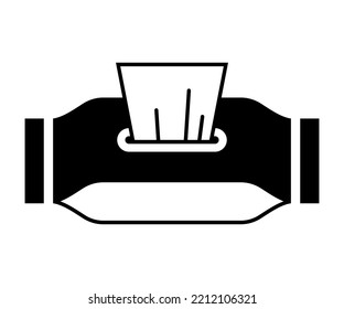 Envase con toallitas. Icono de vector