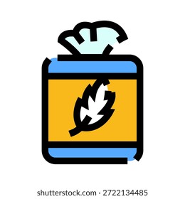 Wet wipes ícone do pacote com um símbolo de pena, ilustrando conceitos de suavidade, limpeza suave e higiene pessoal para pele sensível, embalado em um design azul claro e amarelo