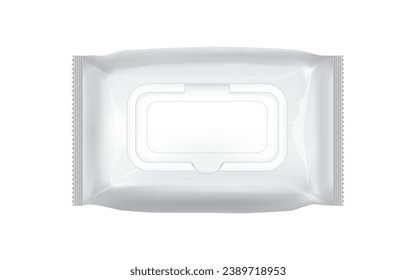 Paquete de toallitas húmedas aisladas sobre fondo blanco. Ilustración del vector EPS 10.