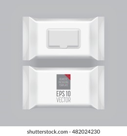 Wet wipes package isolated on grey background.