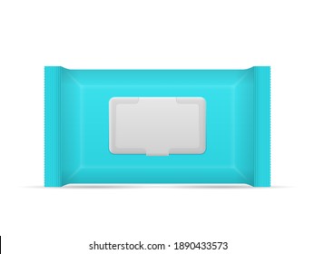 Wet wipes package on a white background. Vector illustration.