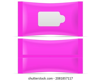 Wet wipes package set on a white background. Vector illustration.