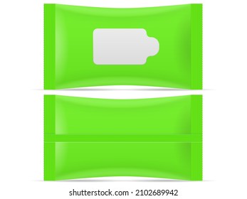 Wet wipes package set on a white background. Vector illustration.