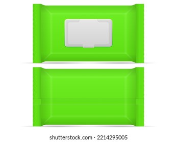 Paquete de limpiaparabrisas húmedo sobre un fondo blanco. Ilustración vectorial.