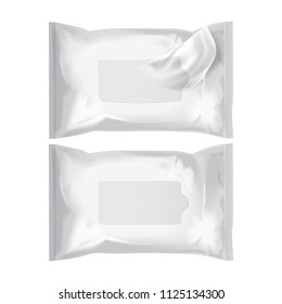 Wet wipes. vector realistic pack on white background. Template set for your ads design for you