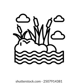 Wetland Drainage Outline Icon, Vector illustration