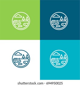 Wetland Green And Blue Material Color Minimal Icon Or Logo Design