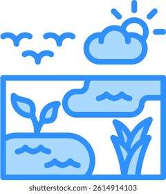 Wetland Icon Blue Color Vector Illustration