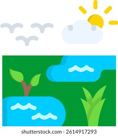 Wetland Icon Flat Vector Illustration