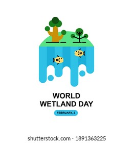 Wetland illustration design. Easy to edit with vector file. Can use for your creative content. Especially about world wetland day in February.