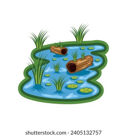 wetland panorama nature illustration isolated