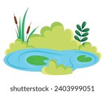wetland with plants illustration vector isolated