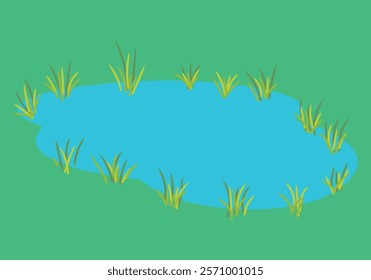 Wetland pond with reeds in spring