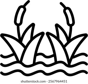 Wetland Vector Lineal Icon On White Background.