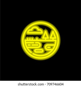 Wetland yellow glowing neon ui ux icon. Glowing sign logo vector